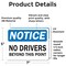 Signmission OSHA Notice Decal - No Drivers Beyond This Point OSHA Notice Sign, Vinyl Decal, 7in W x 5in L, 2PK OS-2PACK-NS-D-57-L-19551 - alternate 2